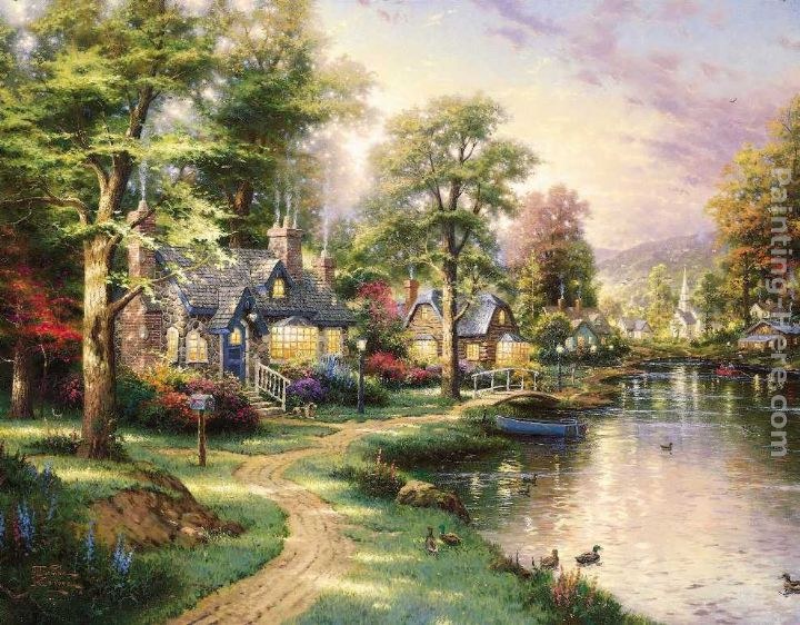 Thomas Kinkade Hometown Lake